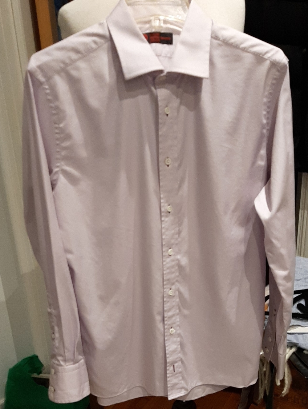 Vintage Mens Shirt MCCANN BESPOKE TAILORONG Lavender 45" CHEST 16" Neck